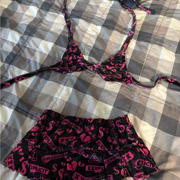 Dolls Kill Pink And Black Skirt Set - Picture 2 of 2